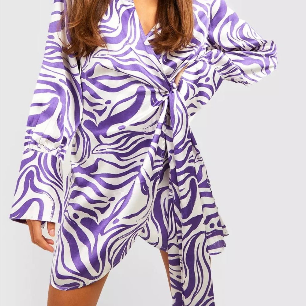 Purple and white pattern dress from Boohoo